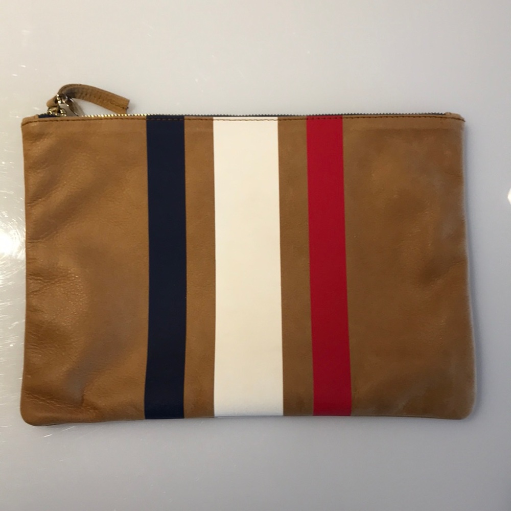 Clare V classic stripe flat clutch